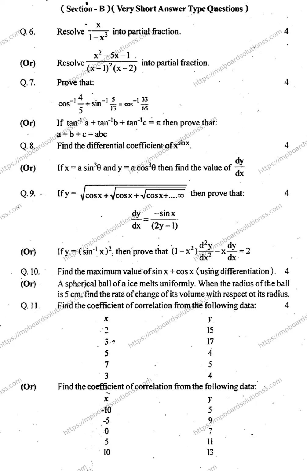 MP Board Class 12 Higher Mathematics EM-377169 Final Paper 2012 Image 4