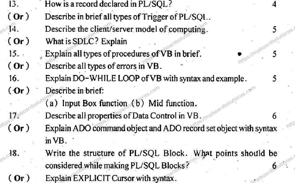 MP Board Class 12 Informatic Practices EM-774858 Final Paper 2014 Image 3