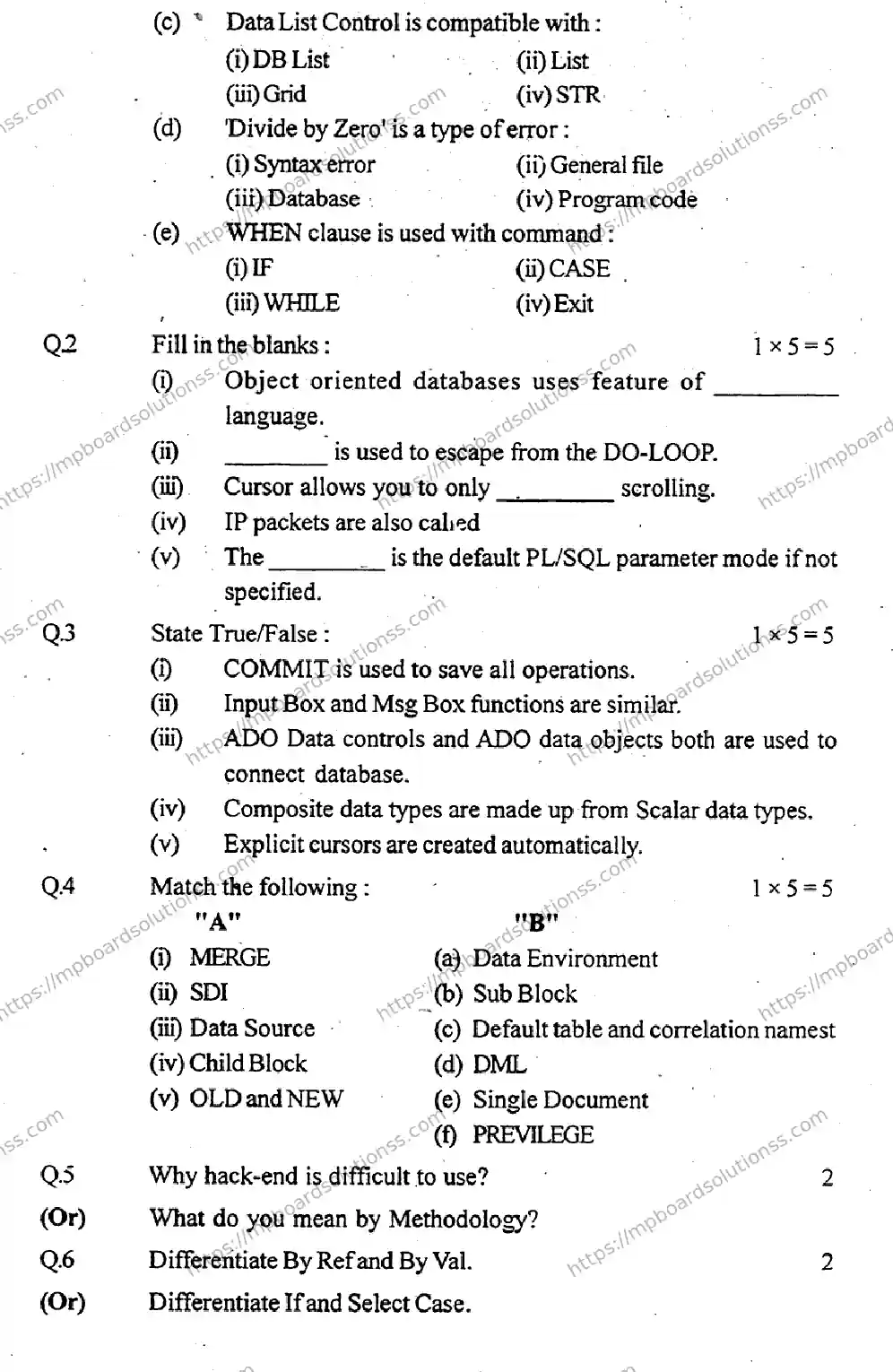 MP Board Class 12 Informatics Practices-507219 Final Paper 2018 Image 5