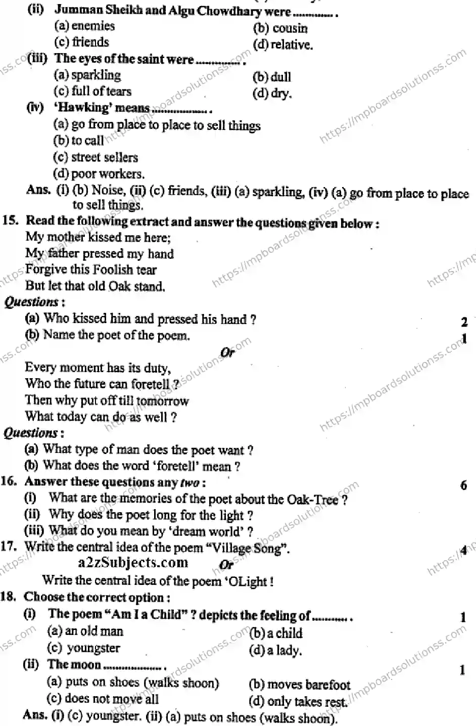 MP Board Class 9 English General HM-986839 Final Paper 2015 Image 4