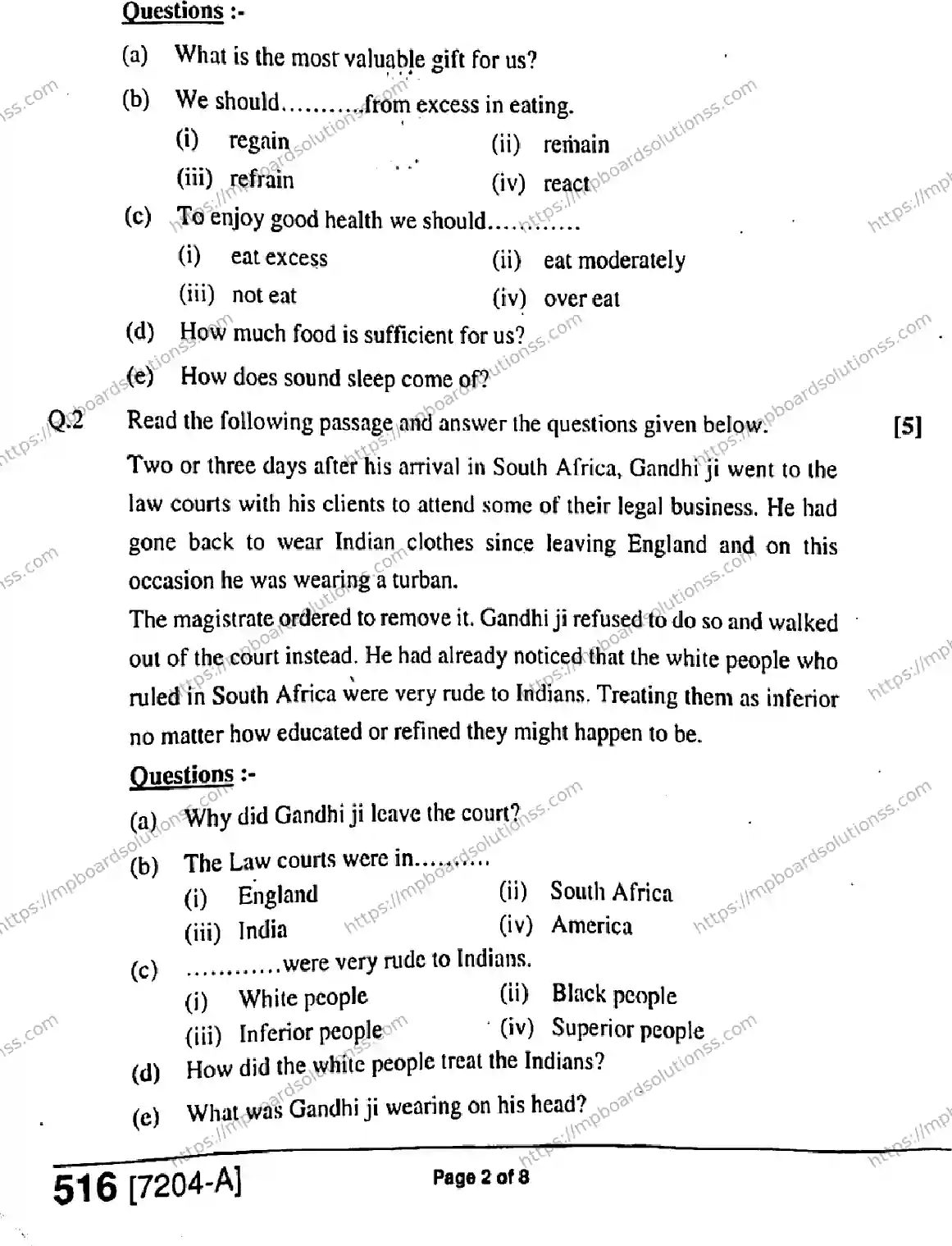 MP Board Class 9 General English-587999 Final Paper 2020 Image 2