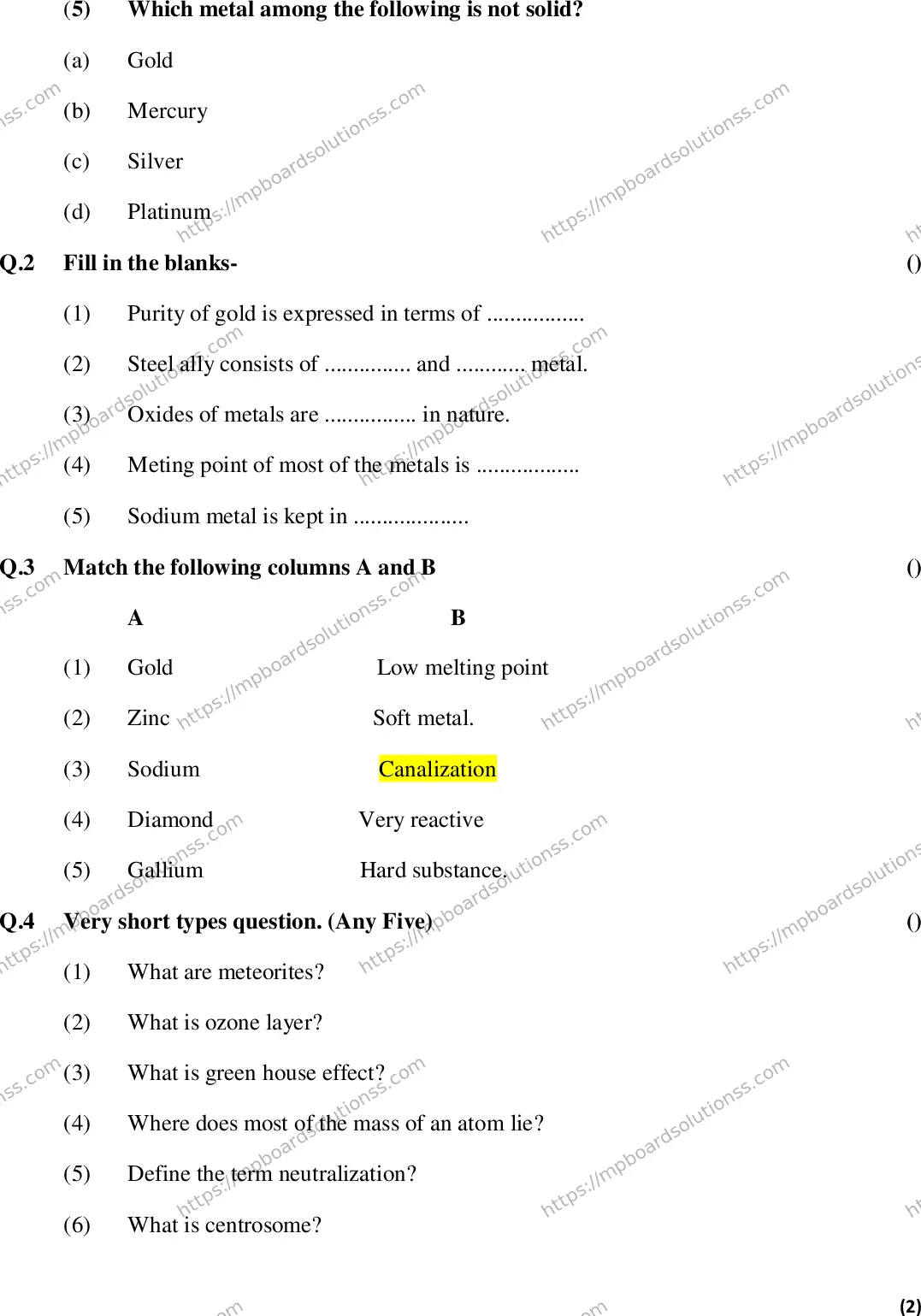 MP Board Class 9 Science EM-575573 Final Paper 2016 Image 2