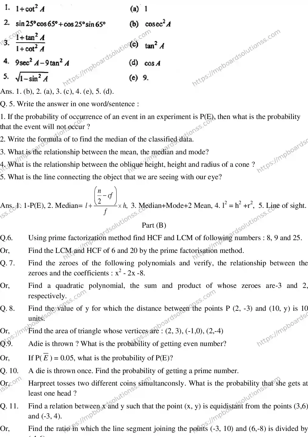MP Board CLASS 10 EM-MATHEMATICS-SET-6 2020 Sample Paper Image 2