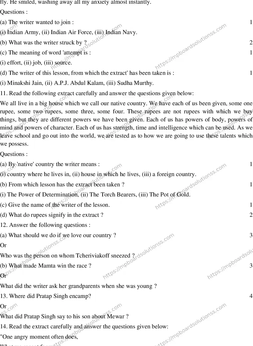 MP Board CLASS 10 ENGLISH-GENERAL-SET-1 2020 Sample Paper Image 4