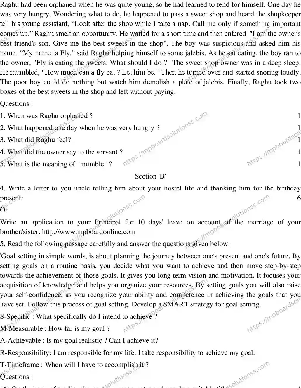 MP Board CLASS 10 ENGLISH-GENERAL-SET-3 2020 Sample Paper Image 2