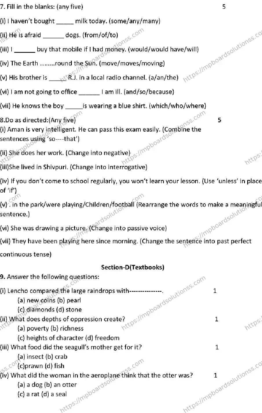 MP Board CLASS 10 ENGLISH-SET-D 2023 Sample Paper Image 4