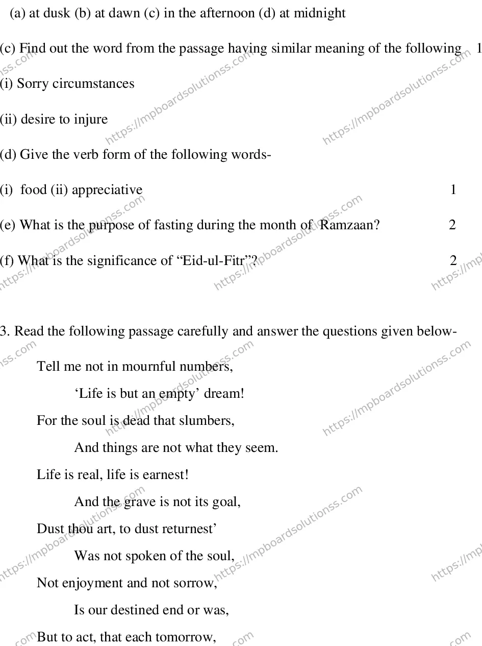 MP Board CLASS 10 ENGLISH-SPECIAL-LANGUAGE-SET-3-3 2013 Sample Paper Image 3