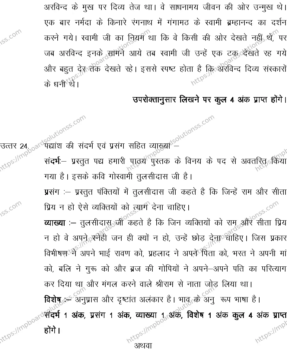 MP Board CLASS 10 HINDI-GENERAL-LANGUAGE-SET-3-3 2013 Sample Paper Image 22