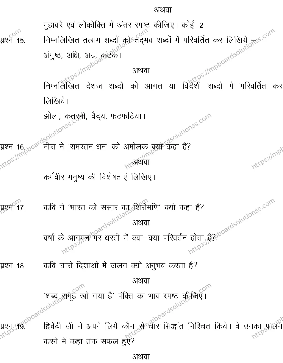 MP Board CLASS 10 HINDI-GENERAL-LANGUAGE-SET-3-3 2013 Sample Paper Image 6