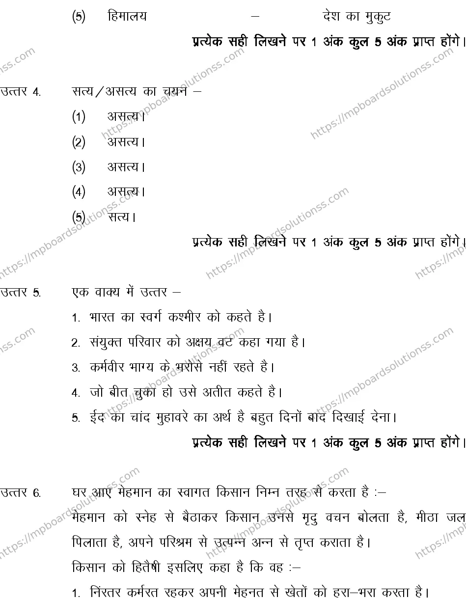 MP Board CLASS 10 HINDI-GENERAL-LANGUAGE-SET-4-3 2013 Sample Paper Image 11