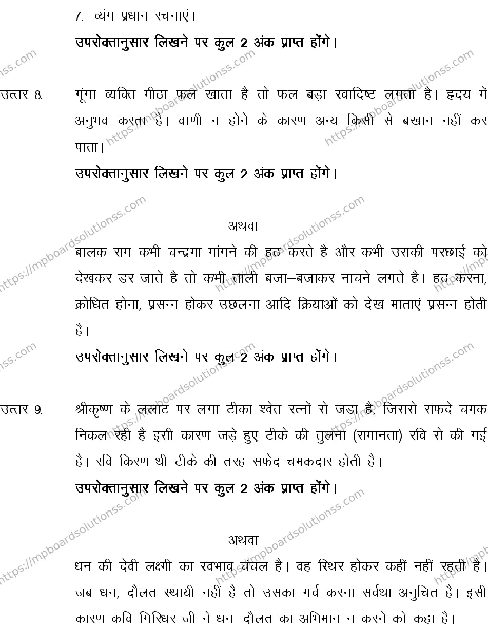 MP Board CLASS 10 HINDI-SPECIAL-LANGUAGE-SET-1-3 2013 Sample Paper Image 13