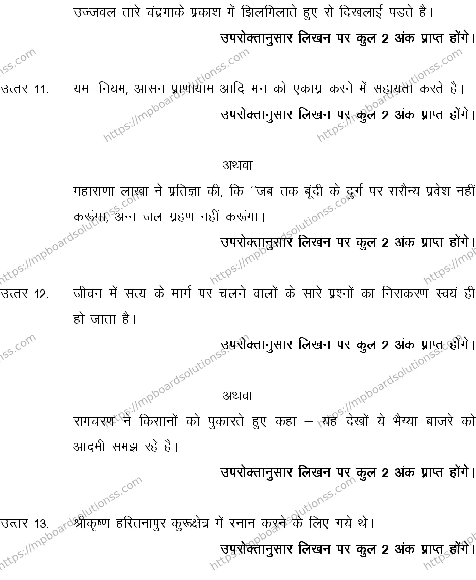 MP Board CLASS 10 HINDI-SPECIAL-LANGUAGE-SET-2-3 2013 Sample Paper Image 12