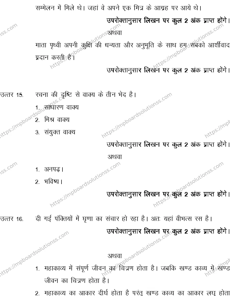 MP Board CLASS 10 HINDI-SPECIAL-LANGUAGE-SET-2-3 2013 Sample Paper Image 13