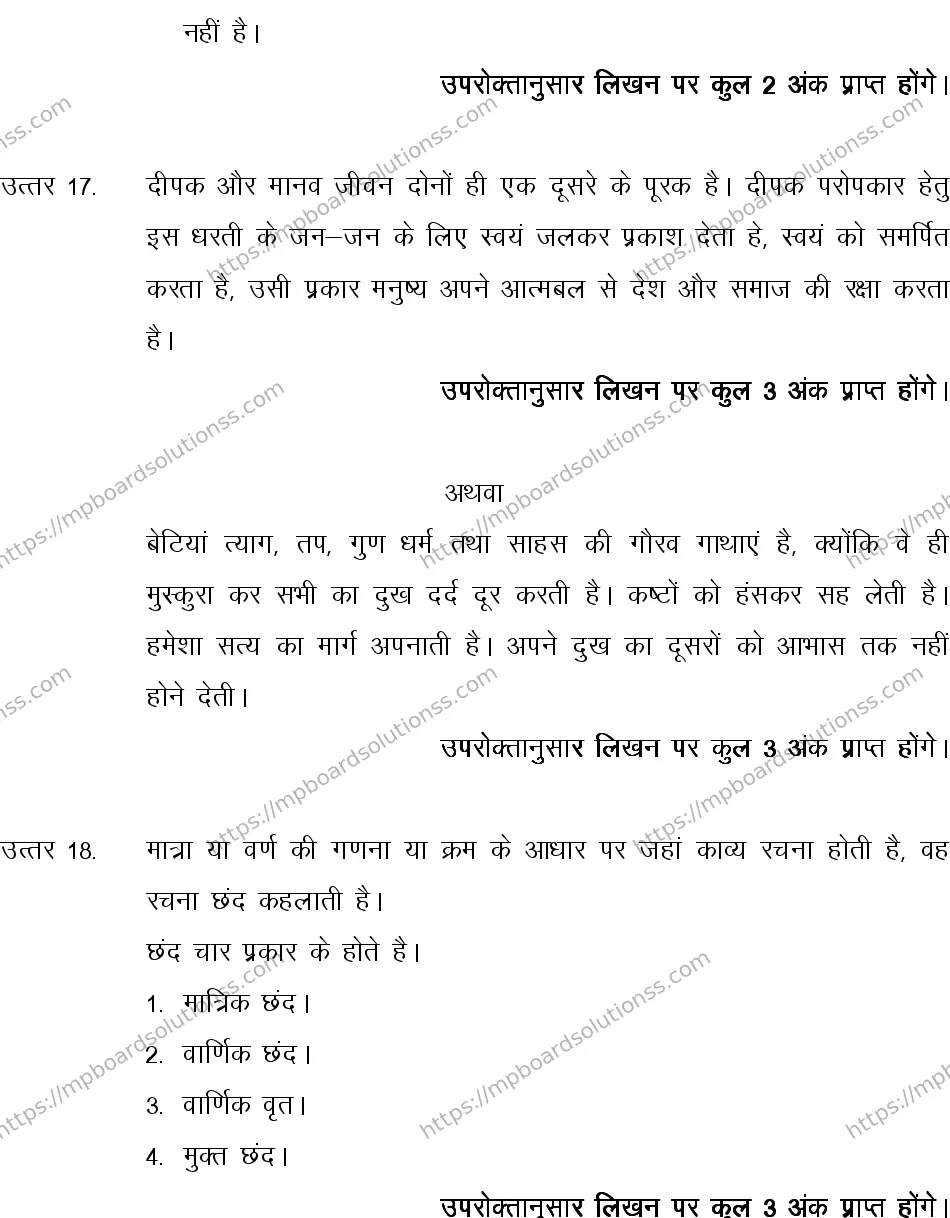MP Board CLASS 10 HINDI-SPECIAL-LANGUAGE-SET-2-3 2013 Sample Paper Image 14
