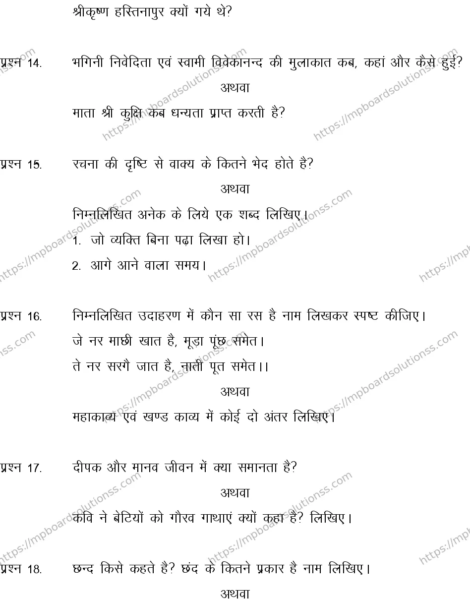 MP Board CLASS 10 HINDI-SPECIAL-LANGUAGE-SET-2-3 2013 Sample Paper Image 5