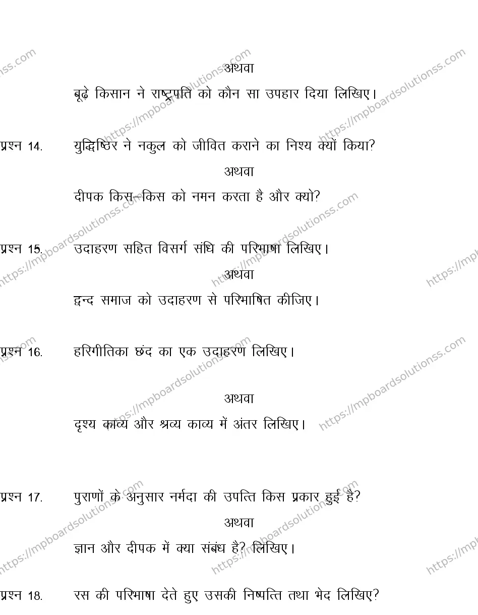 MP Board CLASS 10 HINDI-SPECIAL-LANGUAGE-SET-3-3 2013 Sample Paper Image 5