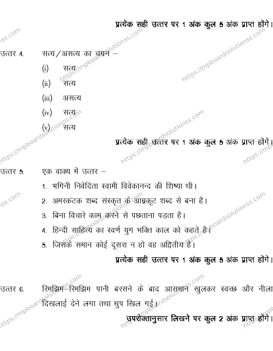 MP Board CLASS 10 HINDI-SPECIAL-LANGUAGE-SET-4-3 2013 Sample Paper Image 11