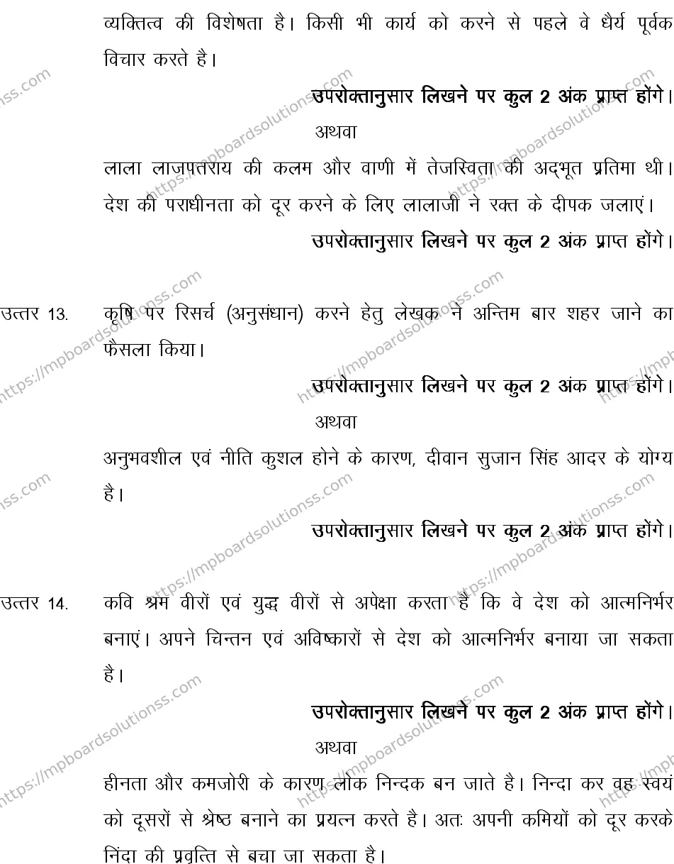 MP Board CLASS 10 HINDI-SPECIAL-LANGUAGE-SET-4-3 2013 Sample Paper Image 14