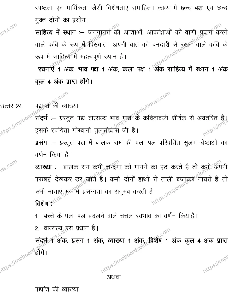 MP Board CLASS 10 HINDI-SPECIAL-LANGUAGE-SET-4-3 2013 Sample Paper Image 21