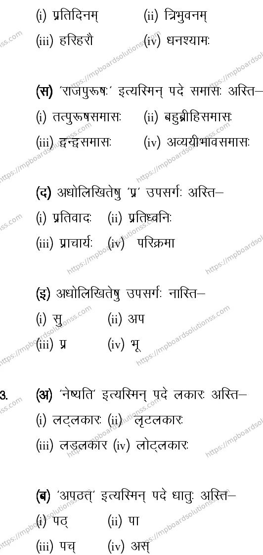 MP Board CLASS 10 SANSKRIT-GENERAL-LANGUAGE-SET-1-3 2014 Sample Paper Image 2
