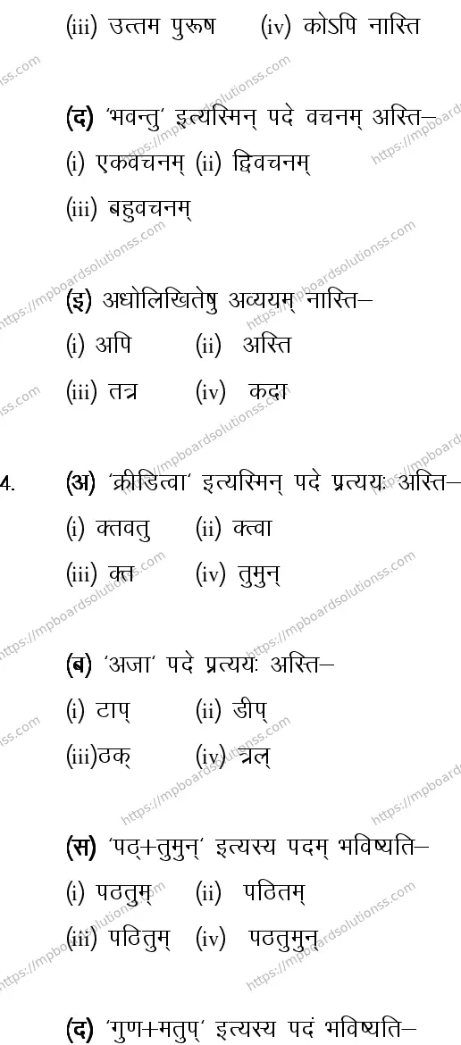 MP Board CLASS 10 SANSKRIT-GENERAL-LANGUAGE-SET-1-3 2014 Sample Paper Image 3