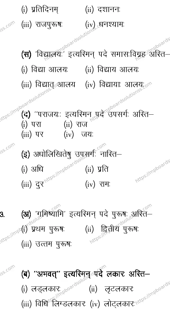 MP Board CLASS 10 SANSKRIT-GENERAL-LANGUAGE-SET-2-3 2014 Sample Paper Image 2
