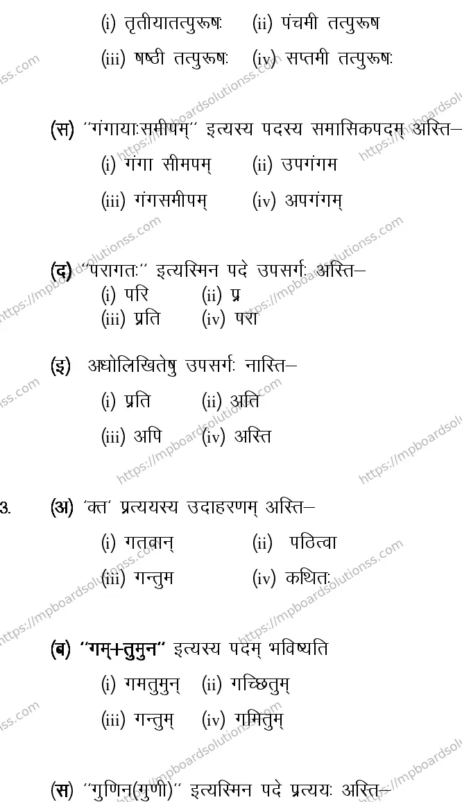 MP Board CLASS 10 SANSKRIT-GENERAL-LANGUAGE-SET-4-3 2014 Sample Paper Image 2