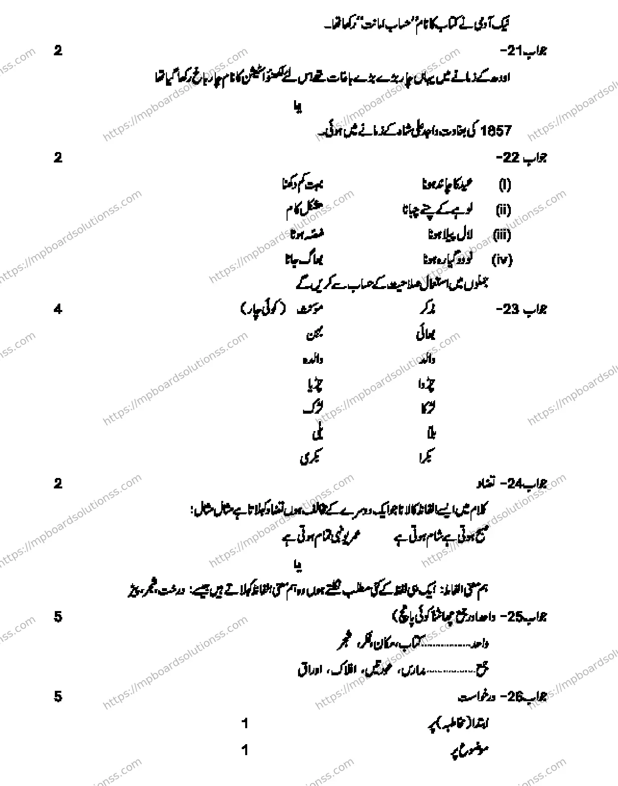 MP Board CLASS 10 URDU-GENERAL-LANGUAGE-SET-1-3 2013 Sample Paper Image 10