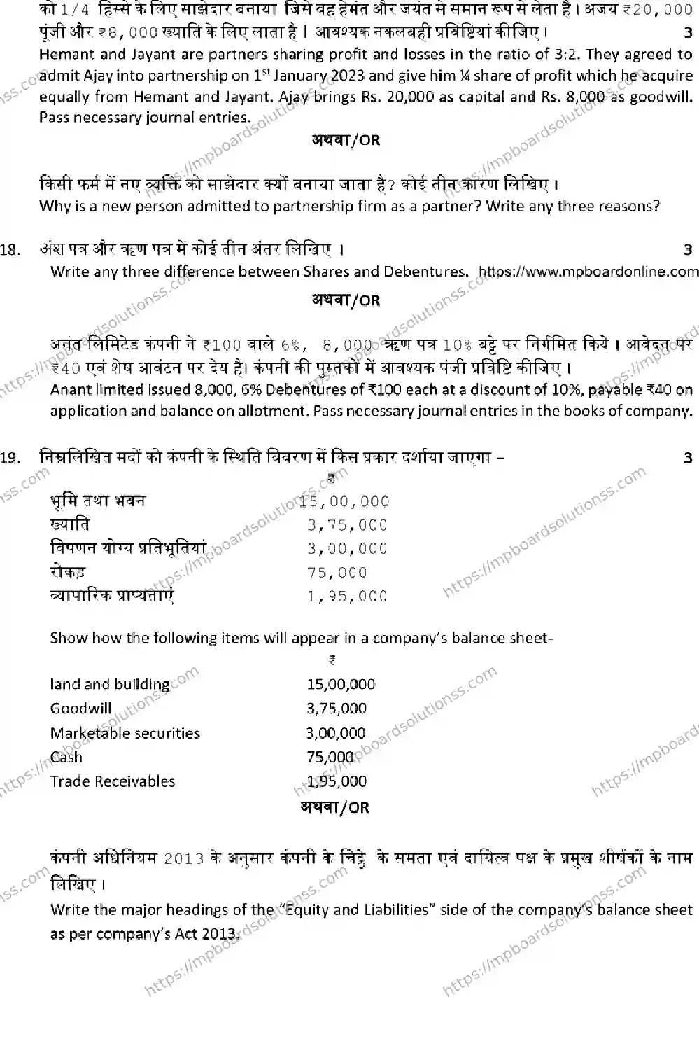 MP Board Class 12 BOOK-KEEPING-AND-ACCOUNTANCY 2025 Sample Paper Image 6