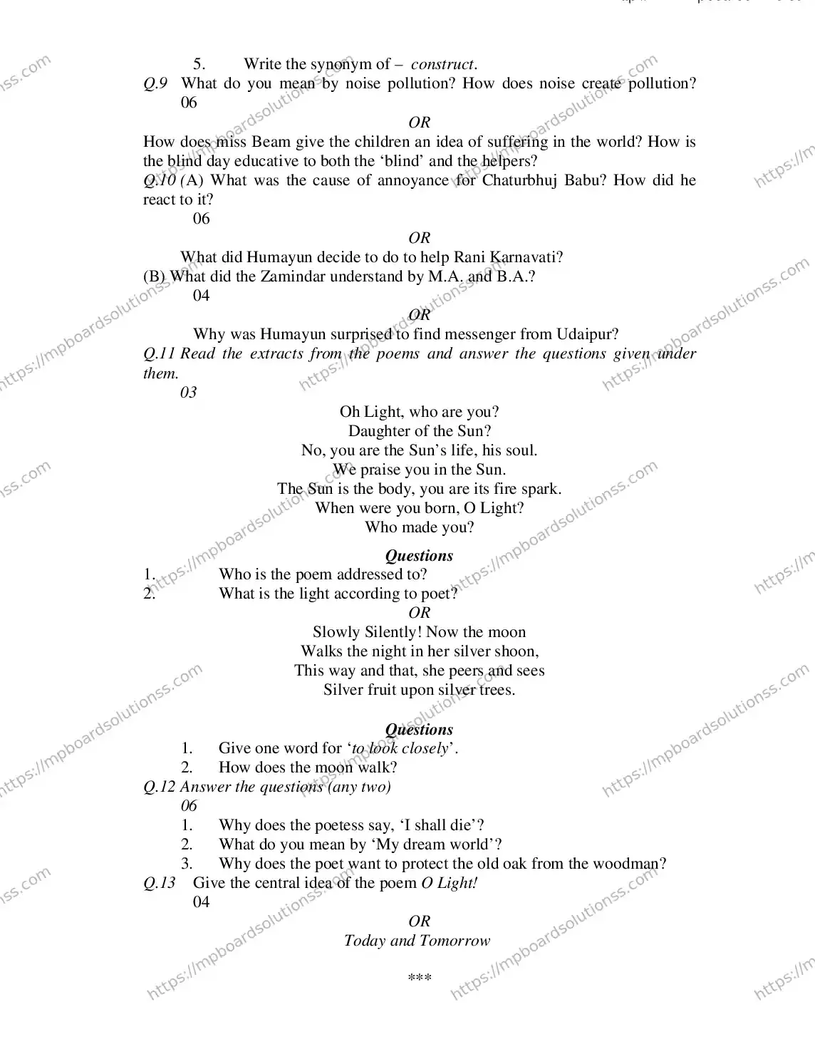 MP Board CLASS 9 ENGLISH-GENERAL 2018 Sample Paper Image 5