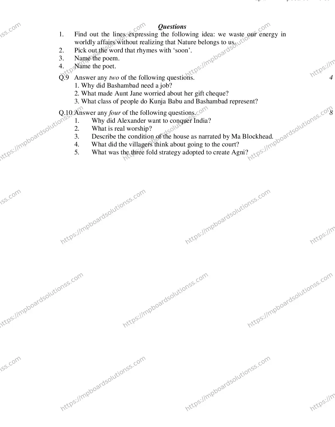 MP Board CLASS 9 ENGLISH-SPECIAL 2018 Sample Paper Image 5