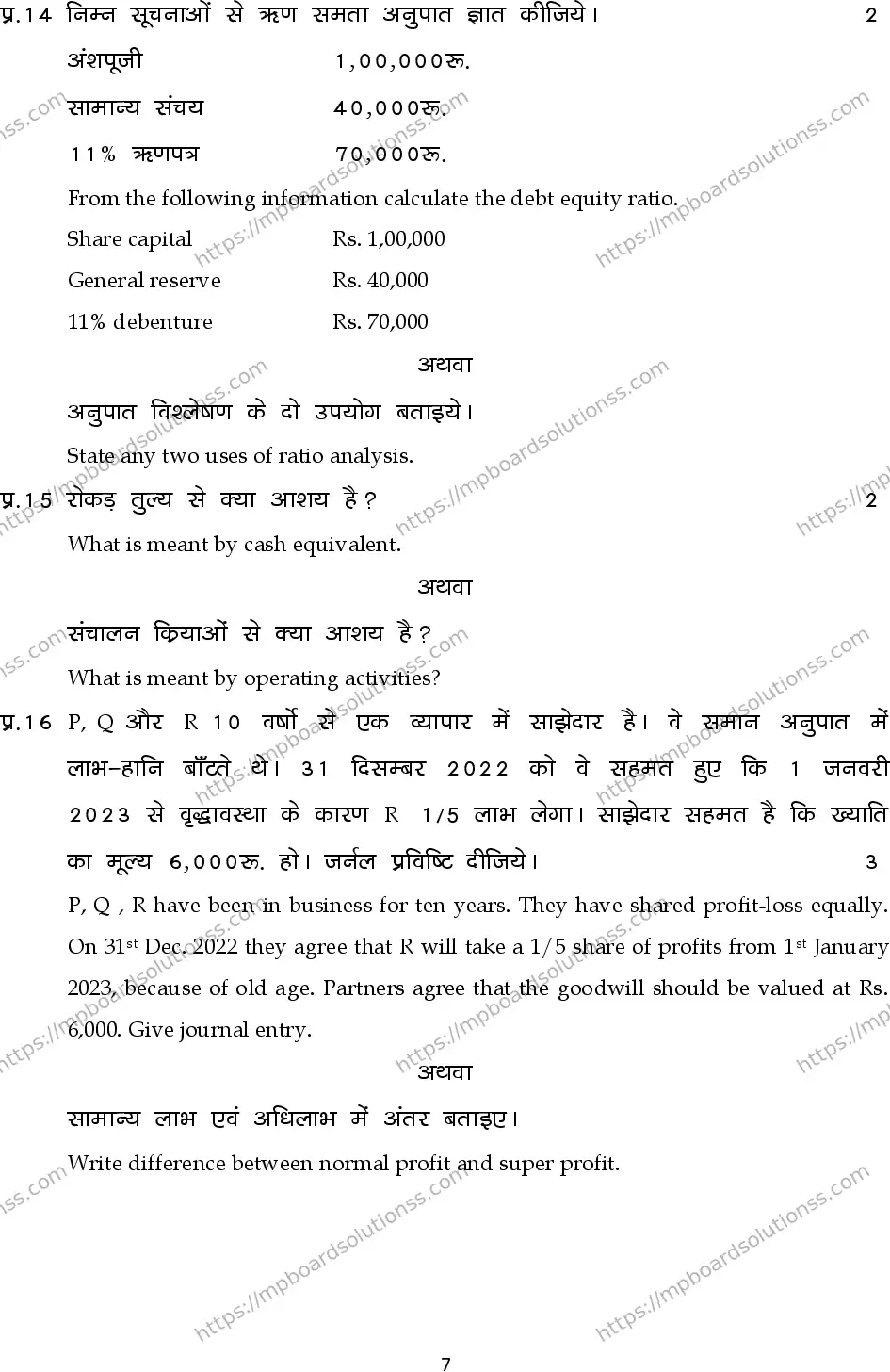 MP Board Class 12 Accountancy 2024 Sample Paper Image 7