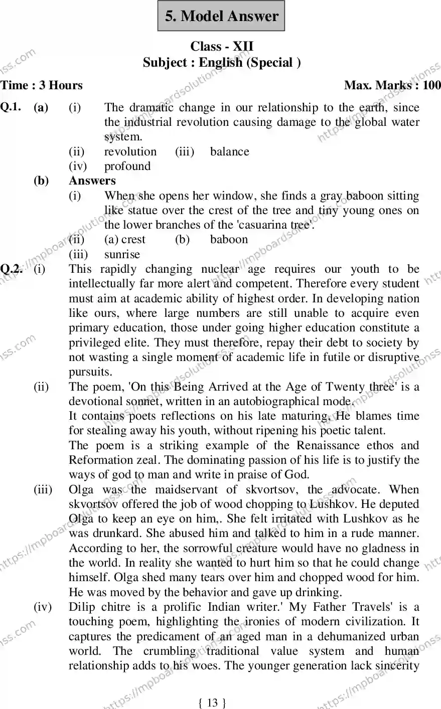 MP Board Class 12 English Special 2020 Sample Paper Image 13