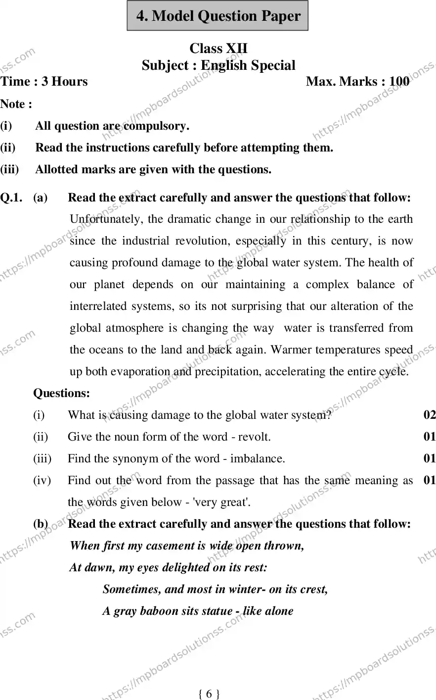 MP Board Class 12 English Special 2020 Sample Paper Image 6