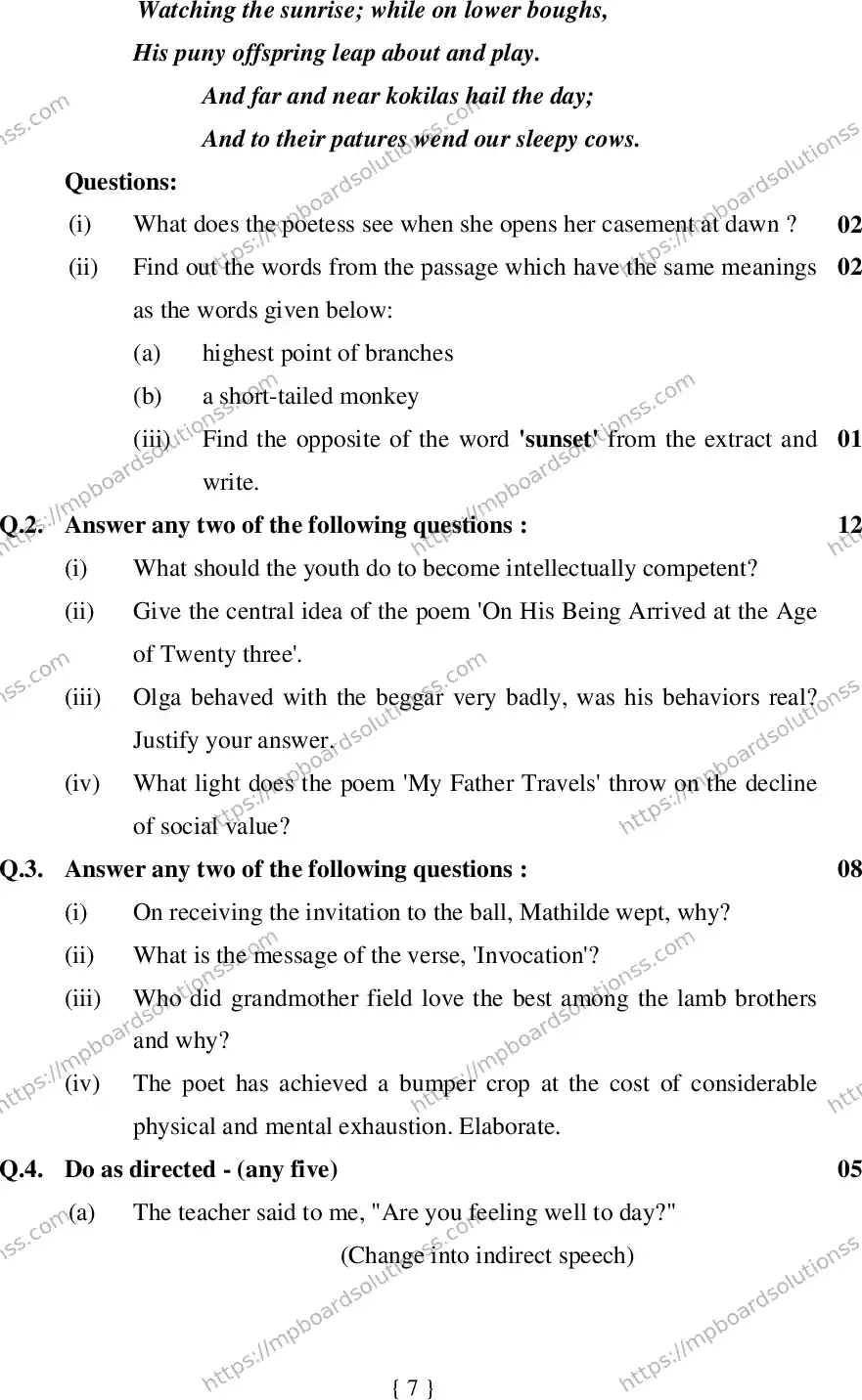 MP Board Class 12 English Special 2020 Sample Paper Image 7