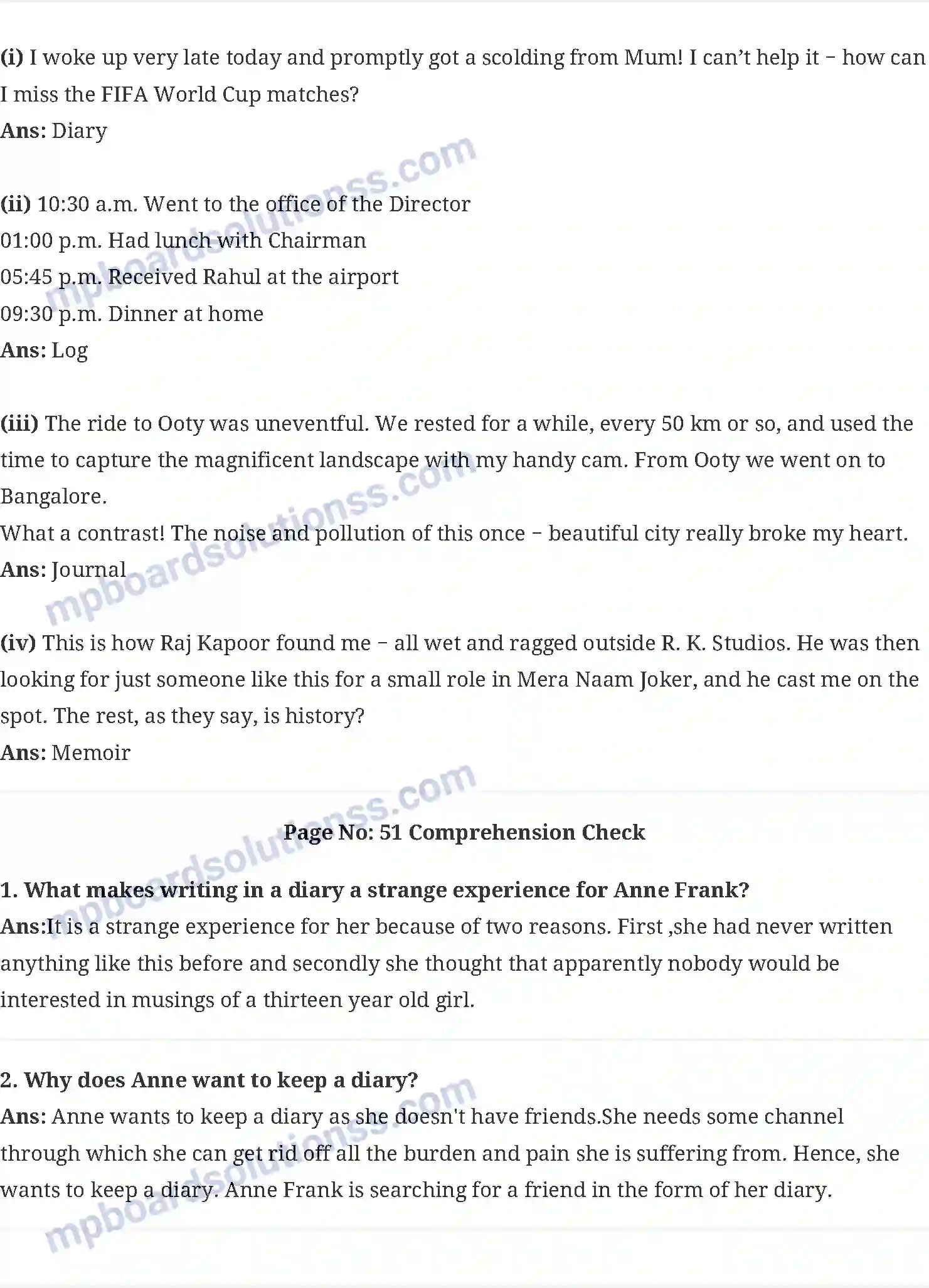 MP Board Book for Class 10 English From the Diary of Anne Frank Image 2