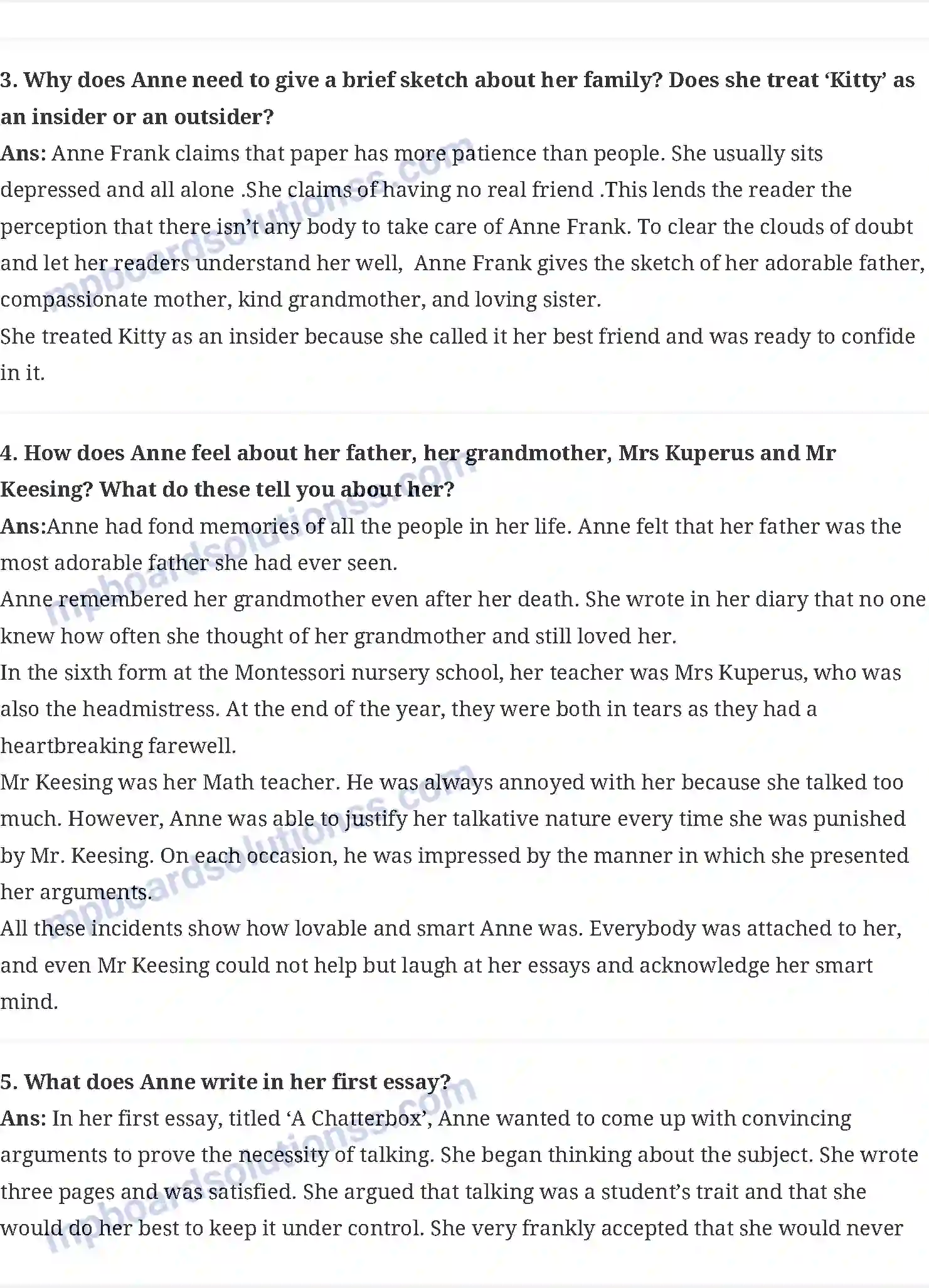 MP Board Book for Class 10 English From the Diary of Anne Frank Image 5