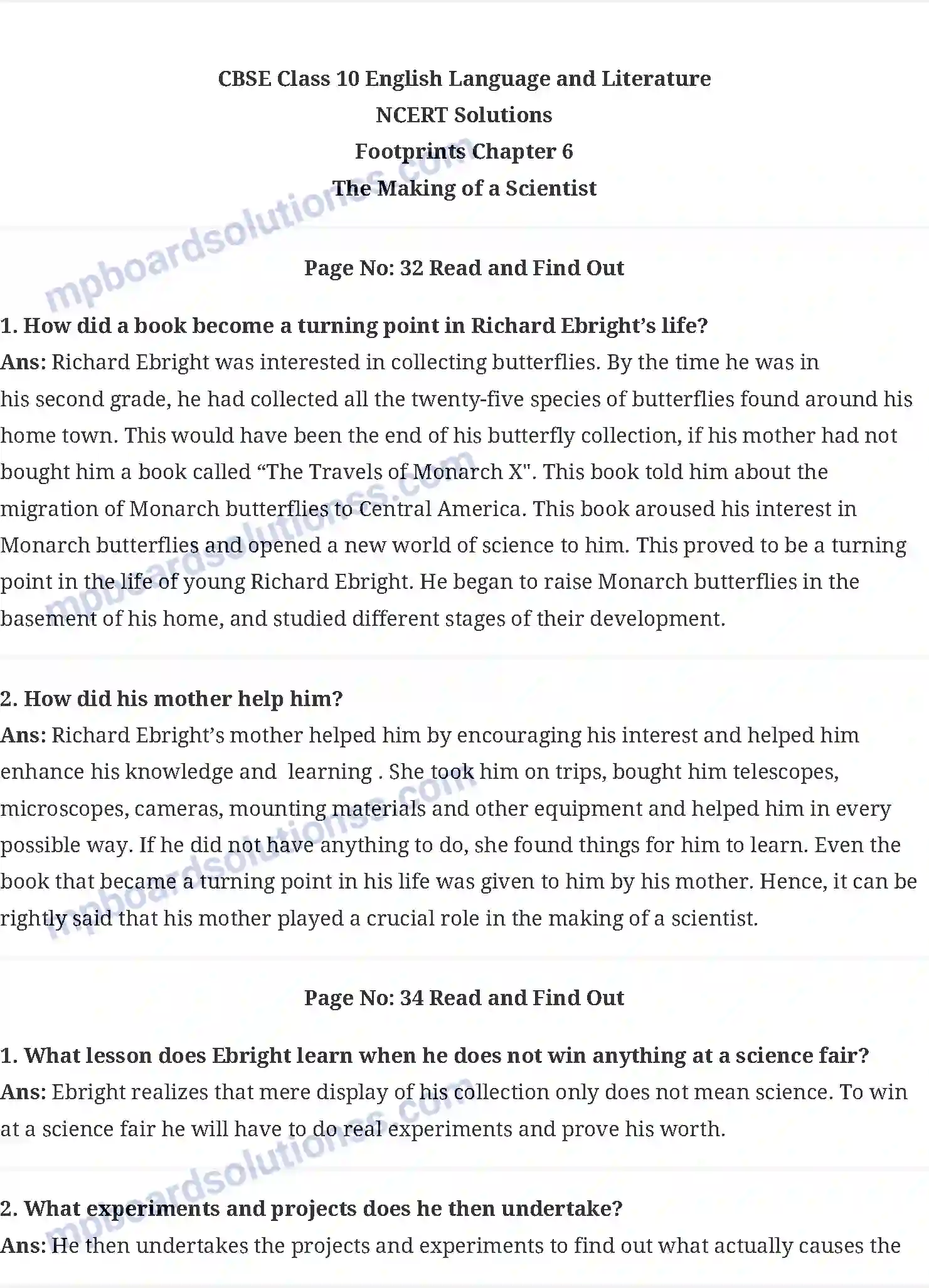 MP Board Book for Class 10 English The Making of a Scientist Image 1