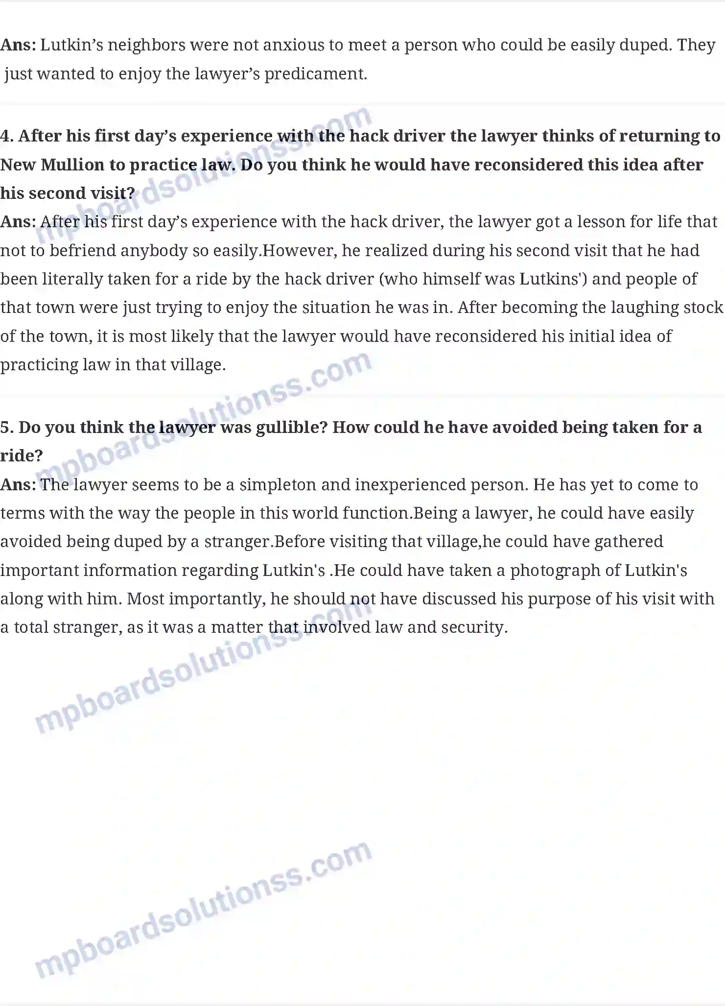MP Board Book for Class 10 English The Hack Driver Image 3