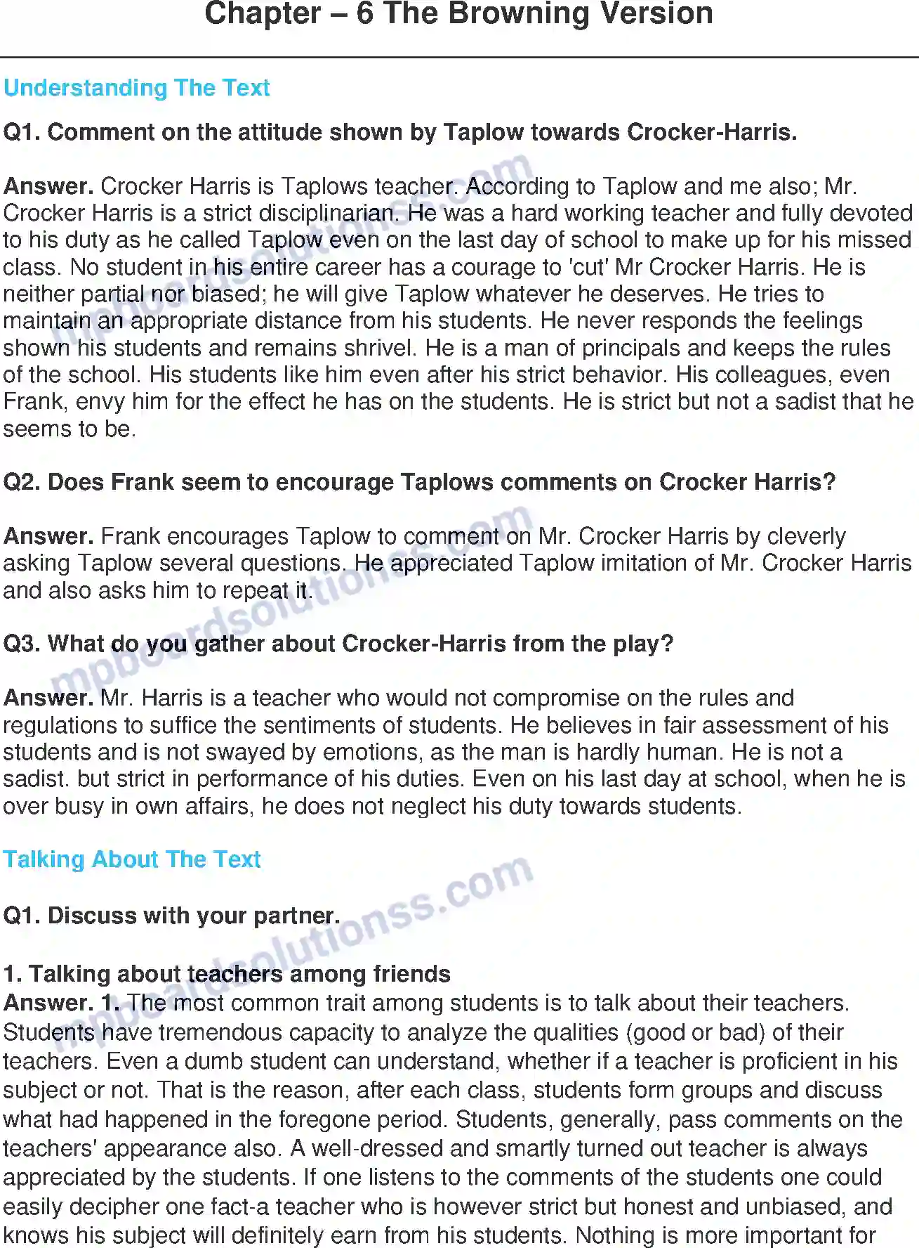 MP Board Book for Class 11 English The Browning Version Image 1