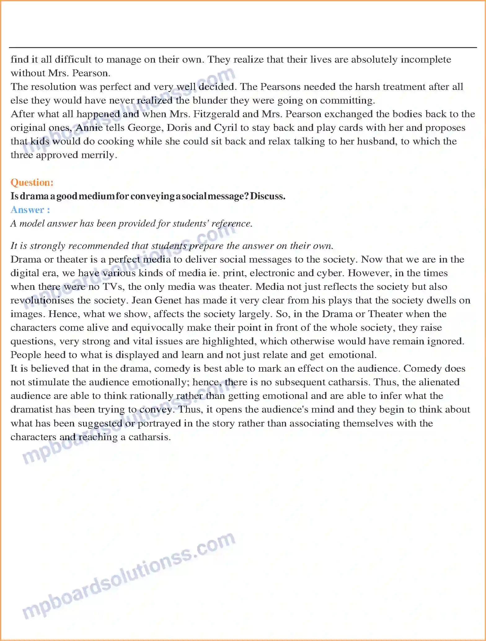 MP Board Book for Class 11 English Mother’s Day Image 2