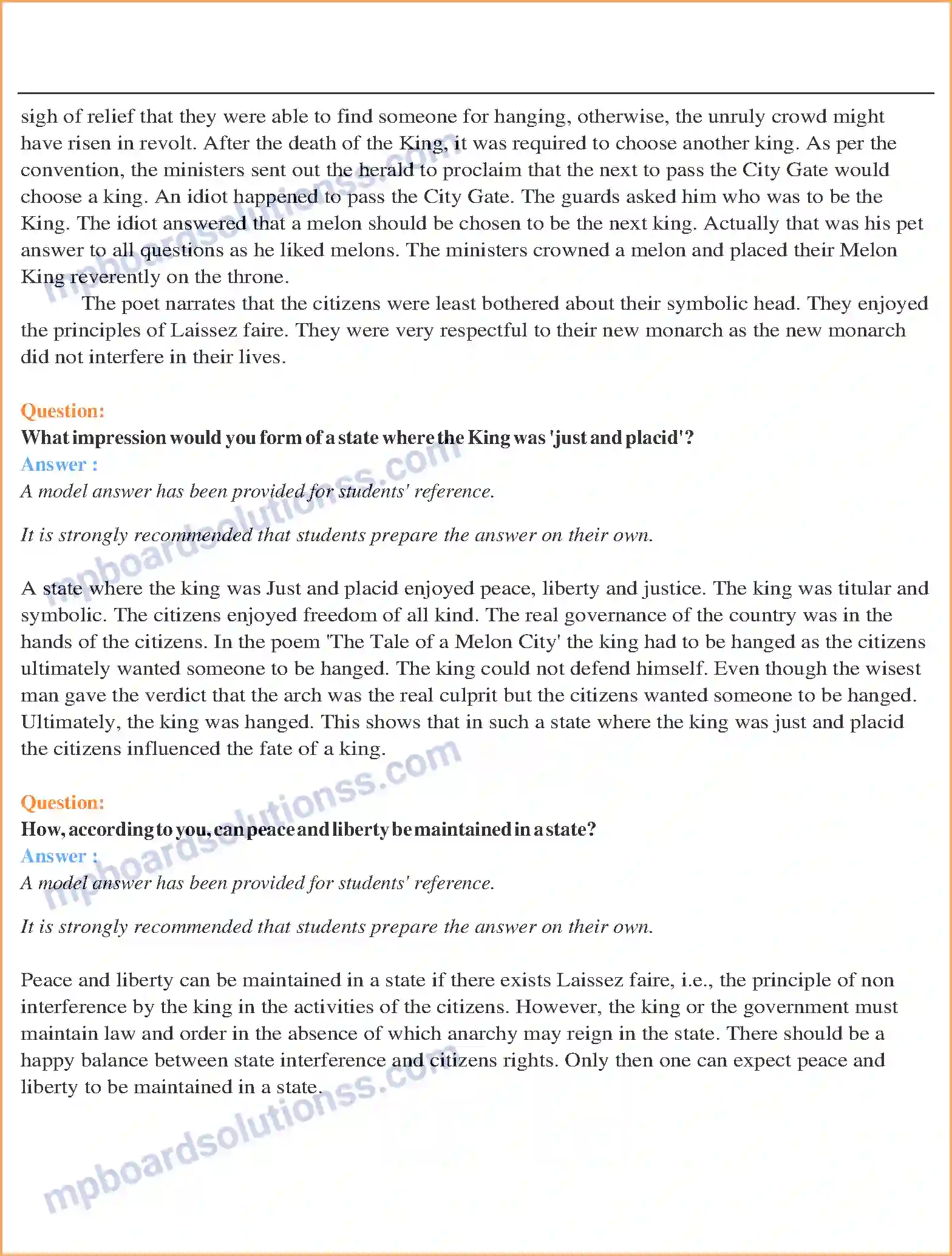 MP Board Book for Class 11 English The Tale of Melon City Image 2