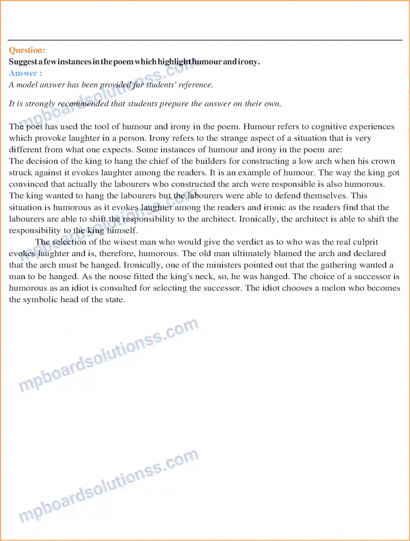 MP Board Book for Class 11 English The Tale of Melon City Image 3