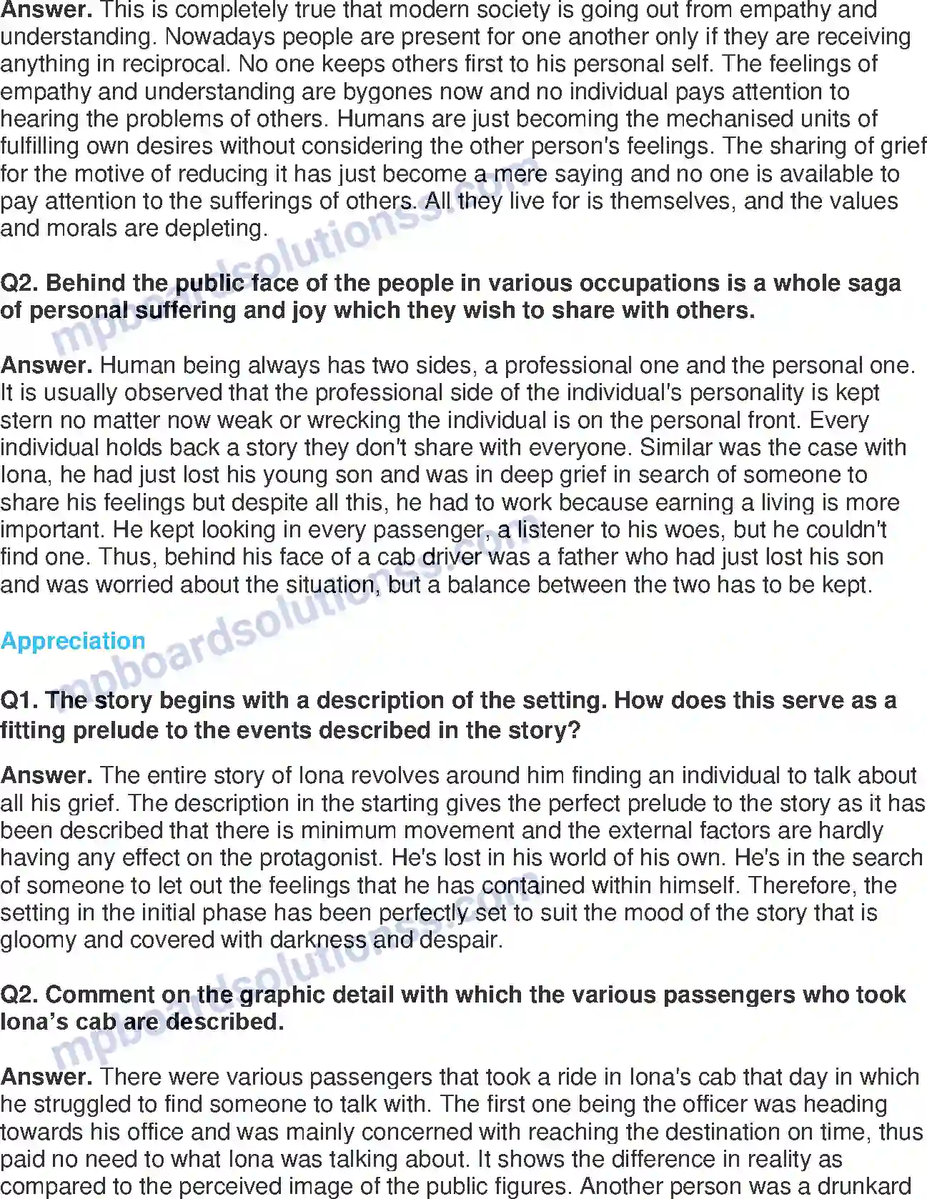 MP Board Book for Class 11 English The Lament - (Short Stories) Image 2