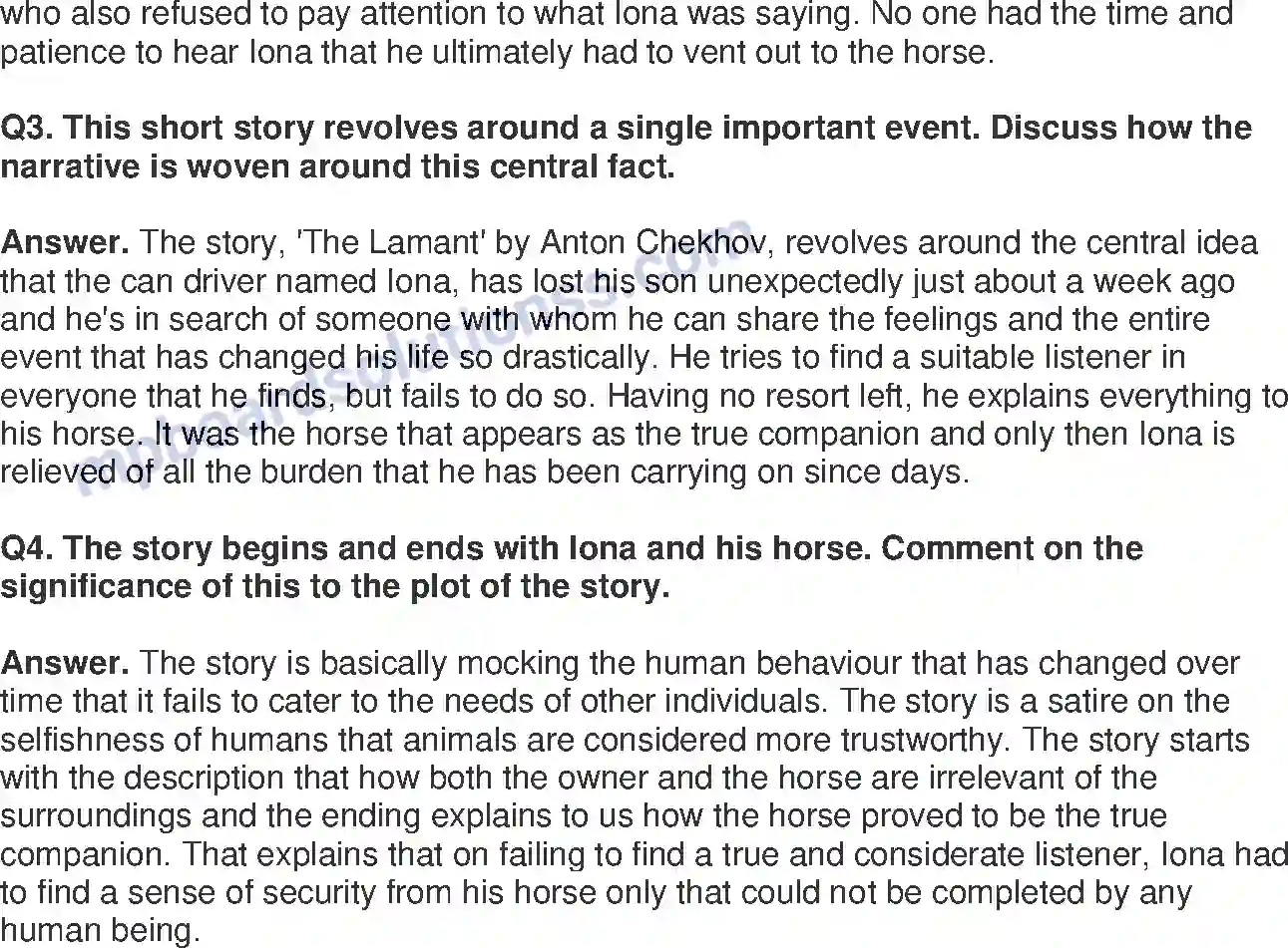 MP Board Book for Class 11 English The Lament - (Short Stories) Image 3