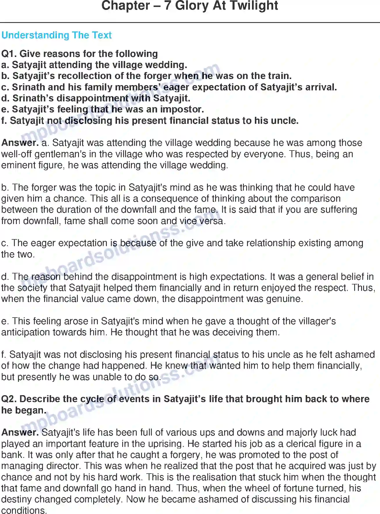 MP Board Book for Class 11 English Glory At Twilight - (Short Stories) Image 1