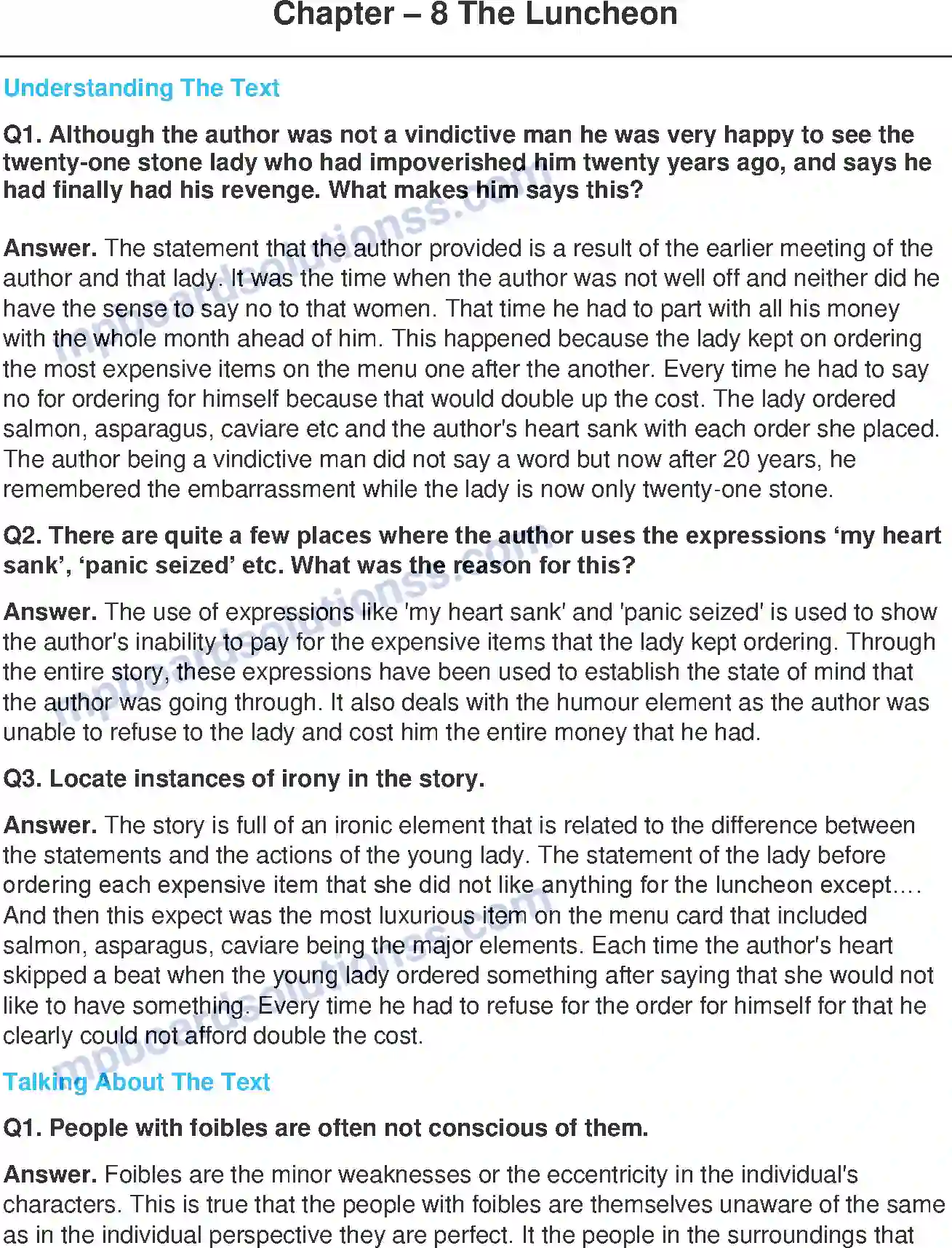 MP Board Book for Class 11 English The Luncheon - (Short Stories) Image 1