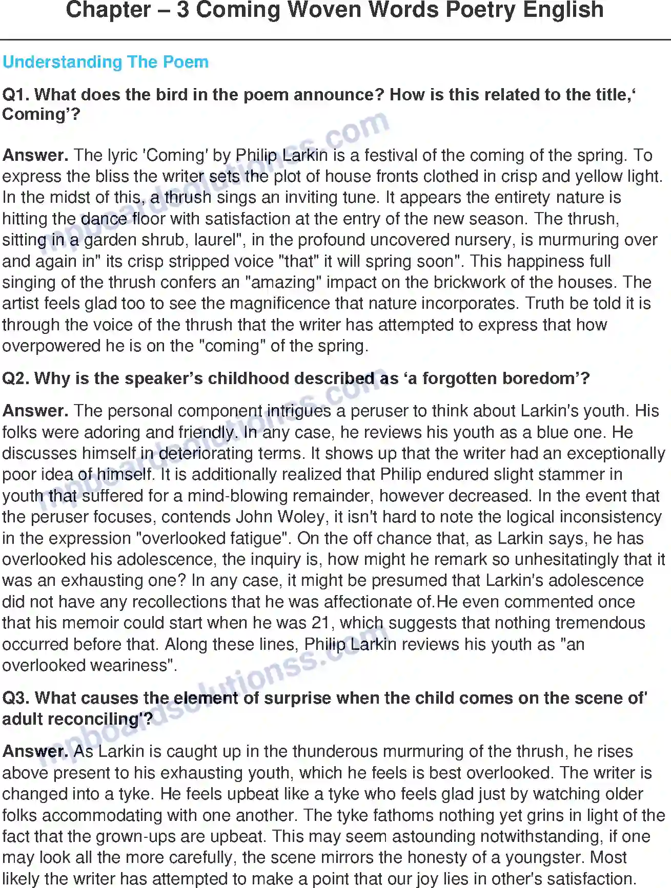 MP Board Book for Class 11 English Coming Woven Words Poetry English - (Poetry) Image 1