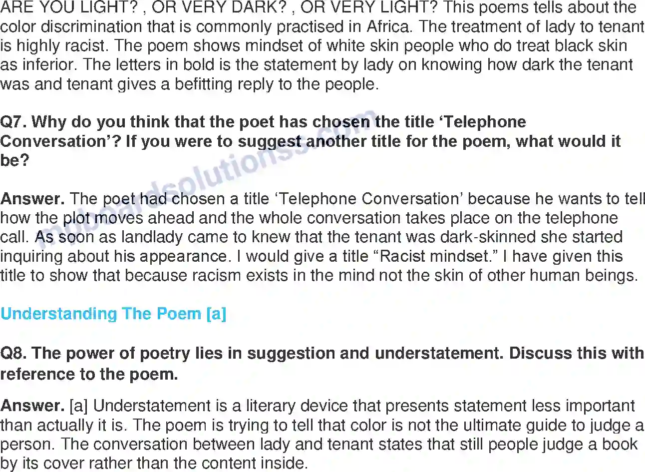 MP Board Book for Class 11 English Telephone Conversation - (Poetry) Image 2