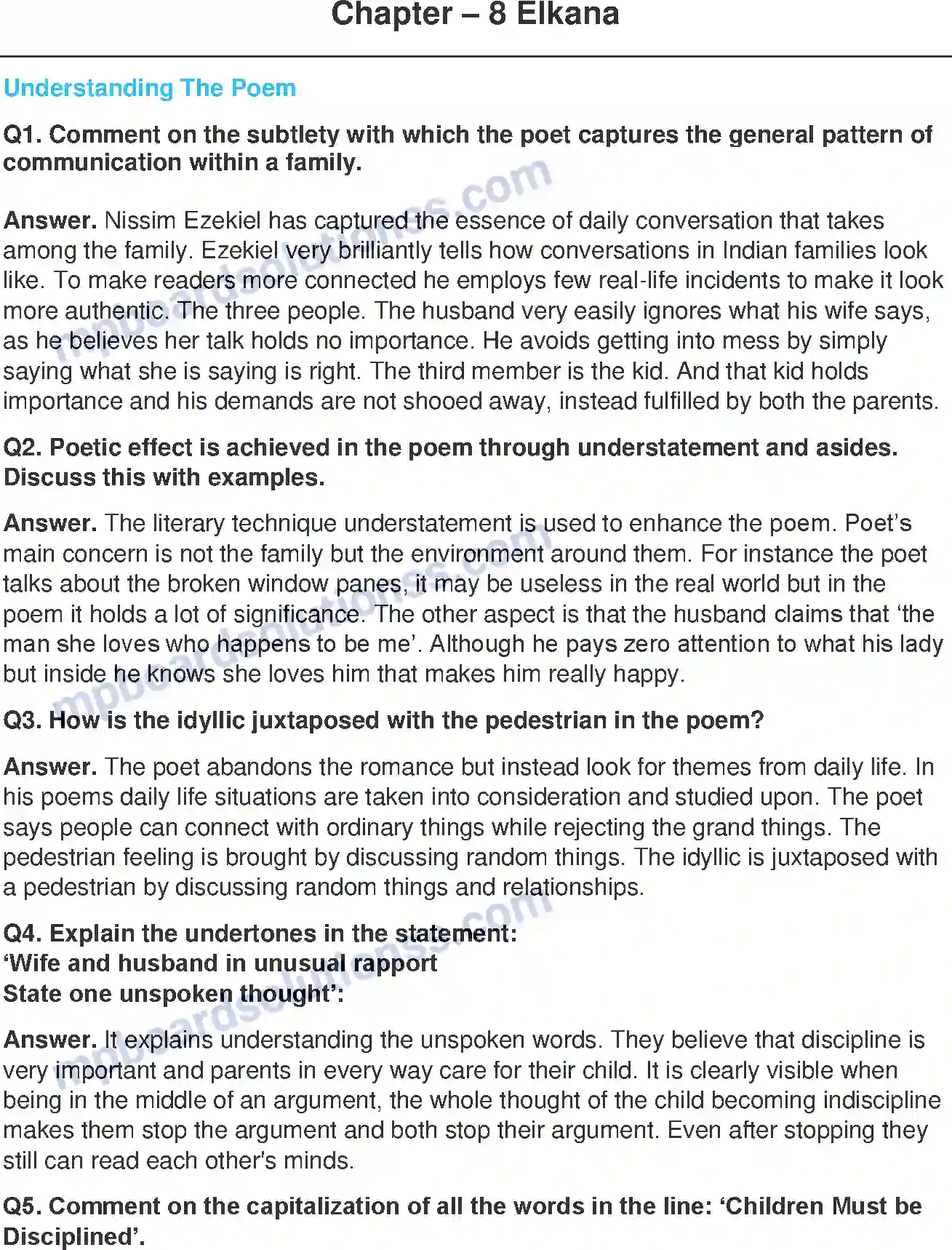 MP Board Book for Class 11 English Elkana - (Poetry) Image 1